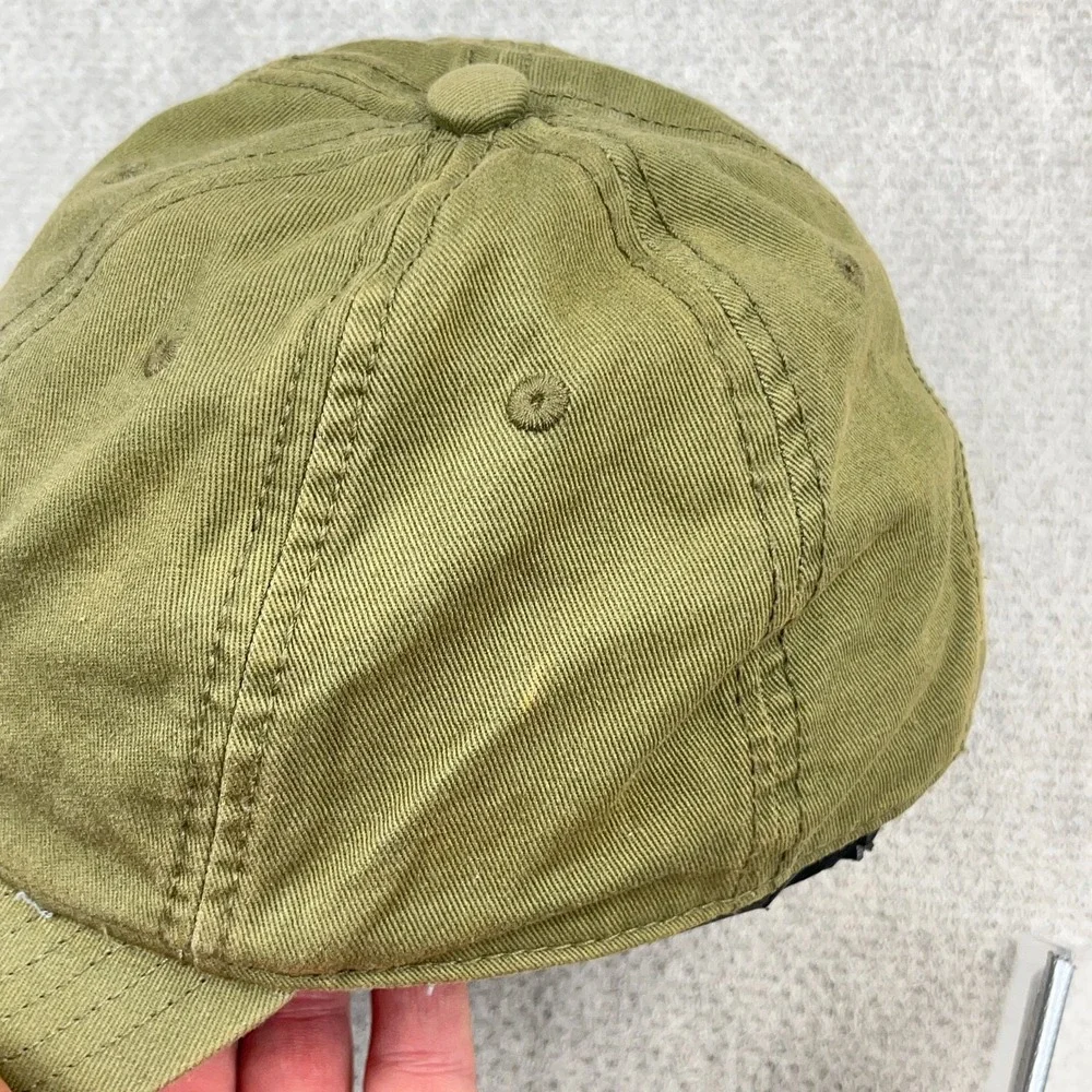 Adidas Hat Cap Strap Back Olive Green Black Trefoil Dad Twill VTG Y2K Faded